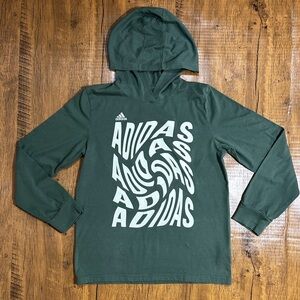 Adidas boys long-sleeve hooded t-shirt green